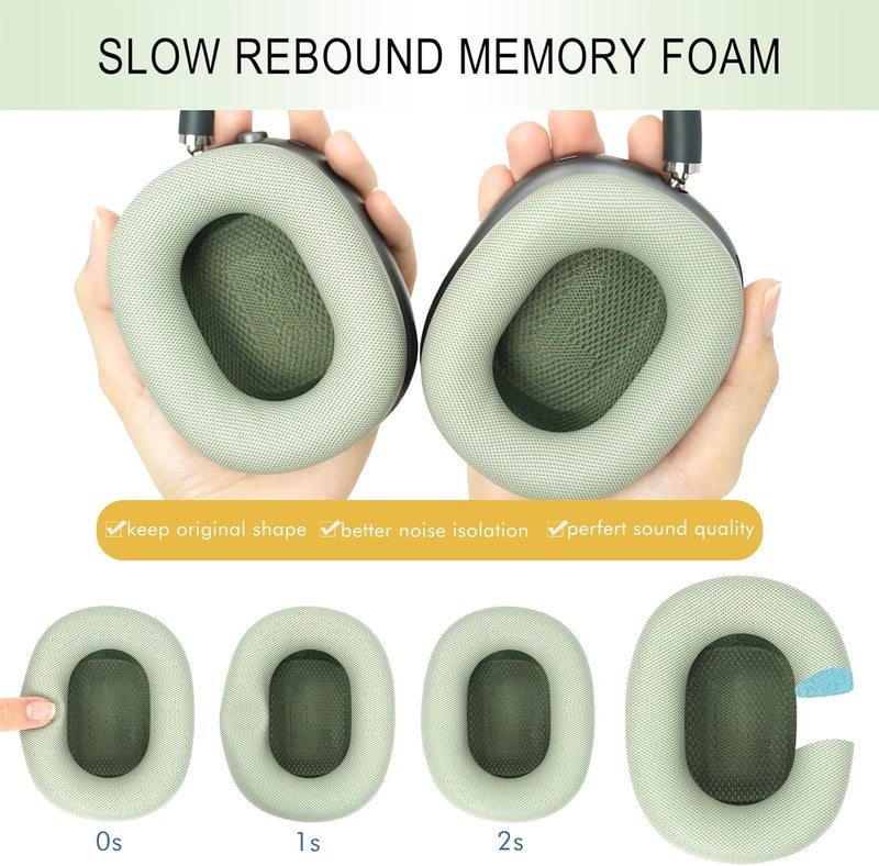 GEVO Upgraded Ear Cushions Replacement Earpads for Apple AirPods Max Headphones, Protein Leather Ear Pads Cover with Memory Foam and Magnet for AirPods Max (Green) - Image 5